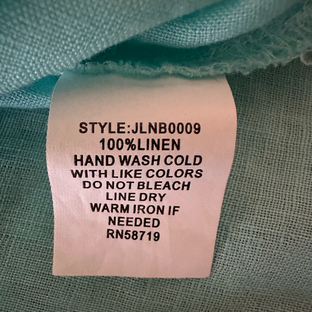 Vtg Choices Women’s Linen Teal Blue 3/4 Sleeve Button Front Blouse Top, Sz M - Picture 8 of 10